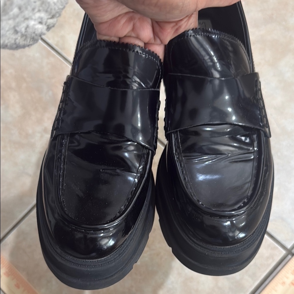 Steve Madden women’s y2k Gaven Black chunky vintage leather style Loafers 10 M - Picture 4 of 10